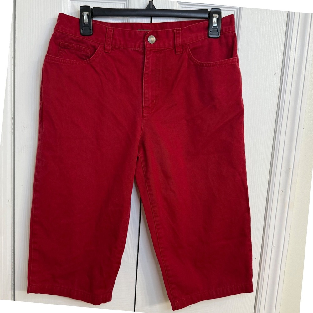 Lauren Jeans Co. Capri Cropped Pants Red 100% Cotton‎ Cropped Size 6 Cherry Girl
